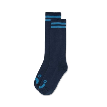 Polar Skate Co Long Rib Socks Happy Sad Dark Blue / Blue